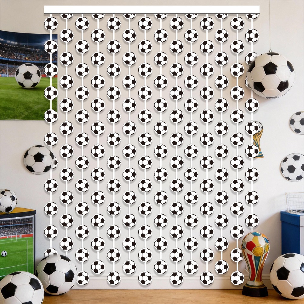 Tinsel Garland Decoration - Soccer Football Theme Rain Curtain Background