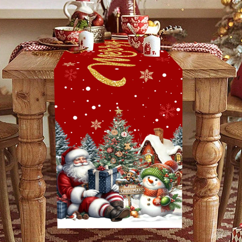 Christmas Santa Snowman Table  - Christmas Table Runner ulasan dan harga