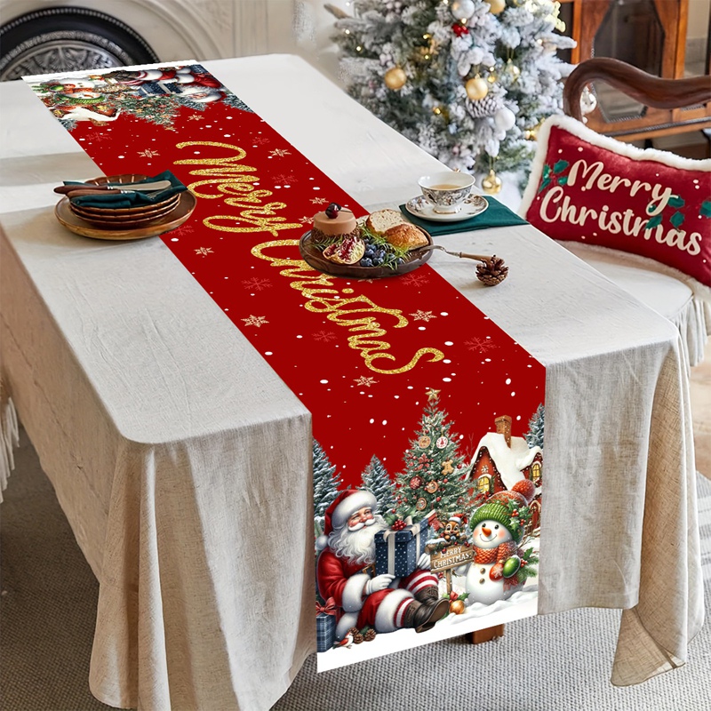Christmas Santa Snowman Table  - Christmas Table Runner ulasan dan harga