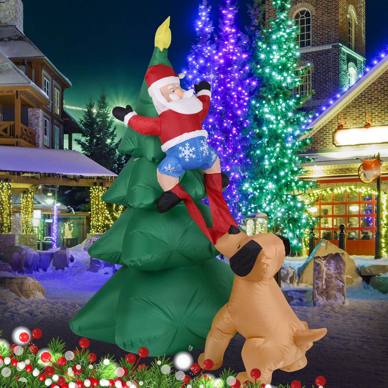 Christmas Inflatable Dog  w/Sa - Christmas Lights Outdoor ulasan dan harga
