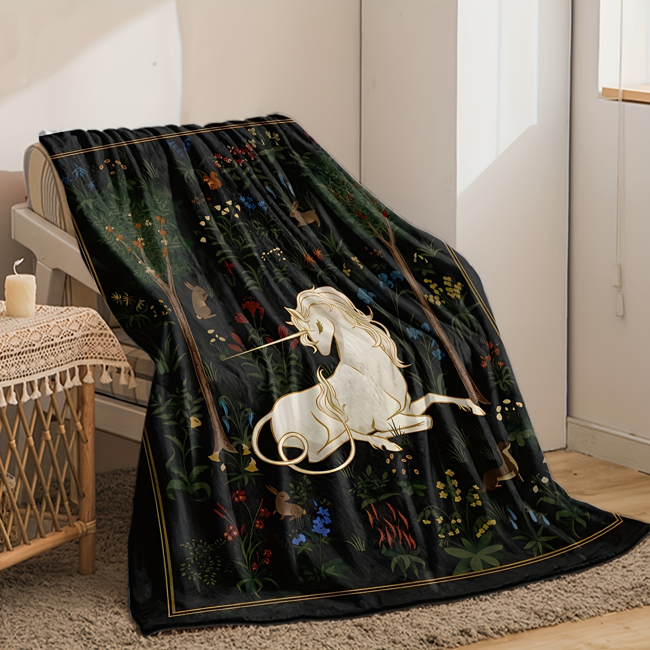1pc Magical Unicorn Forest Thr - Christmas Throw Blanket ulasan dan harga