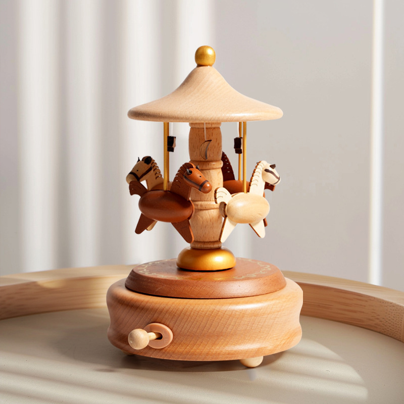 Wooden Carousel Music Box Orna - Snow Globe Musical ulasan dan harga