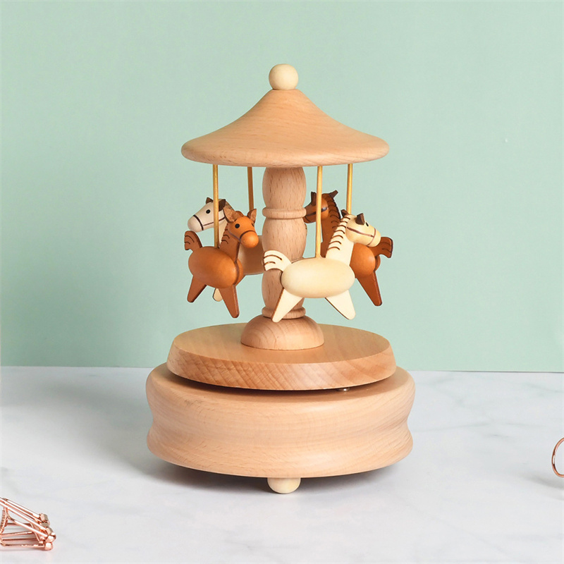 Wooden Carousel Music Box Orna - Snow Globe Musical ulasan dan harga
