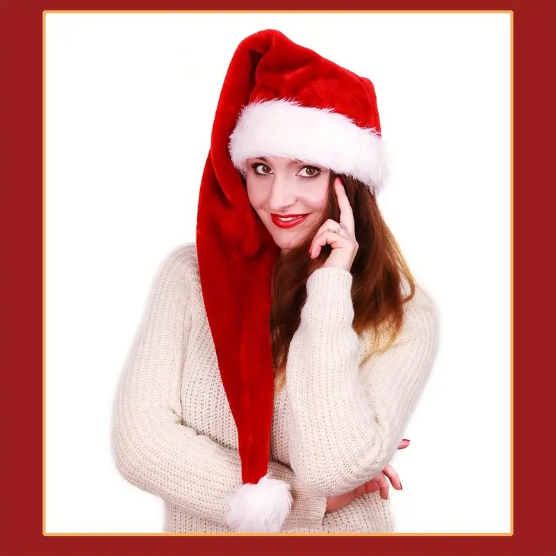 Long Plush Christmas Hat Red T - Santa Hat Plush ulasan dan harga