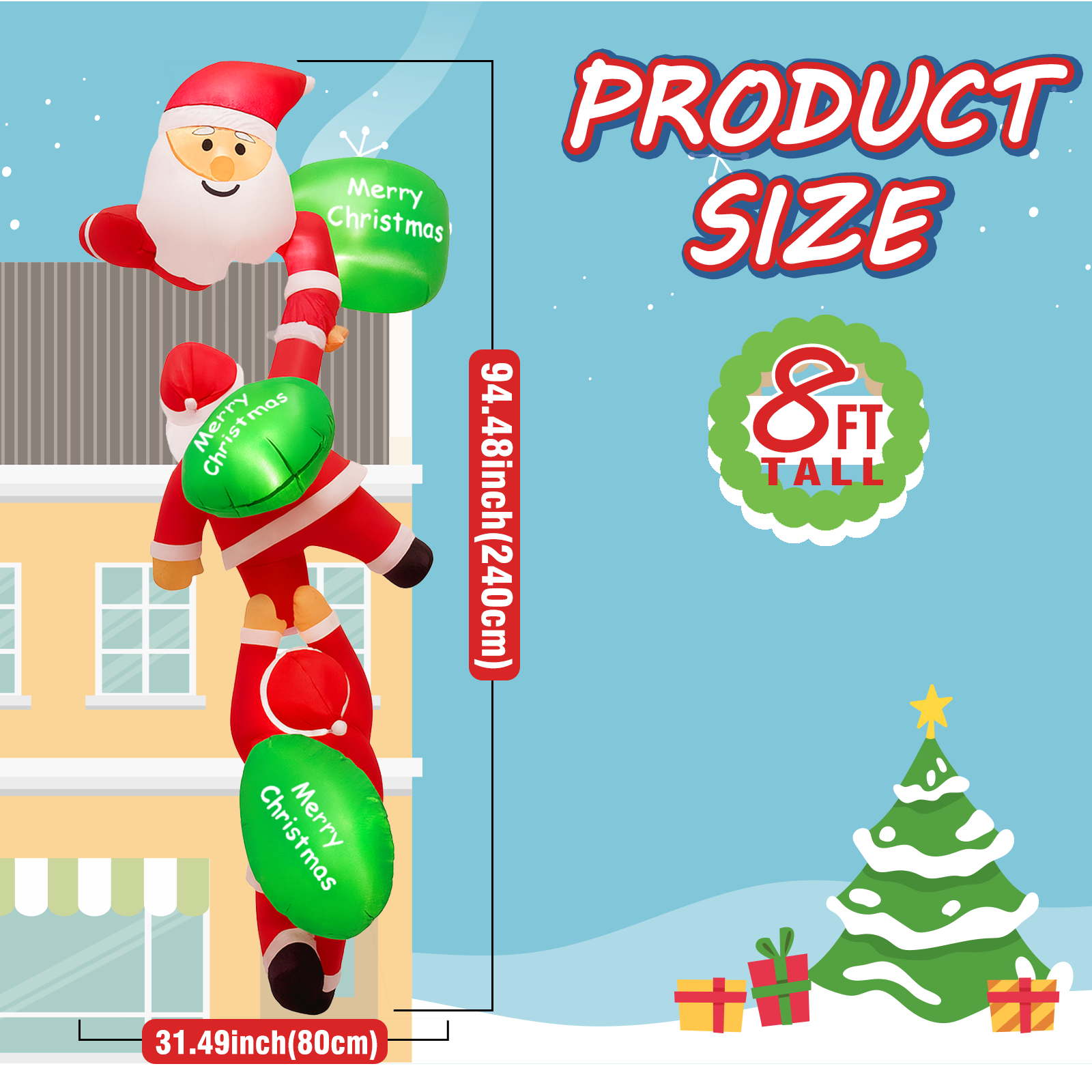 8FT Christmas Inflatable Outdo - Christmas Lights Outdoor ulasan dan harga