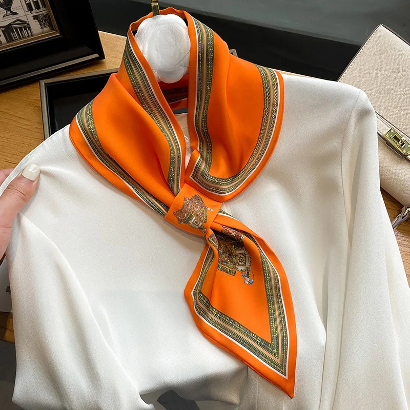 Retro Print Skinny Silk Scarfs - Ribbon Bow Gift ulasan dan harga