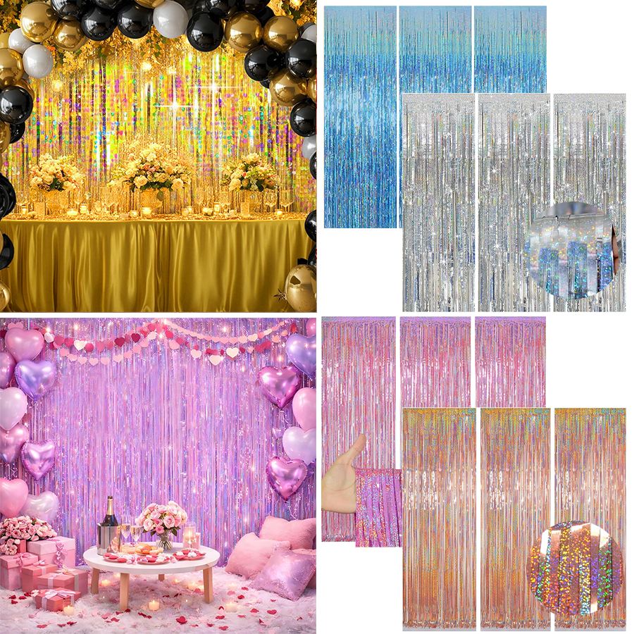 1/2/3Pack Glitter Party Backdr - Tinsel Garland Decoration ulasan dan harga