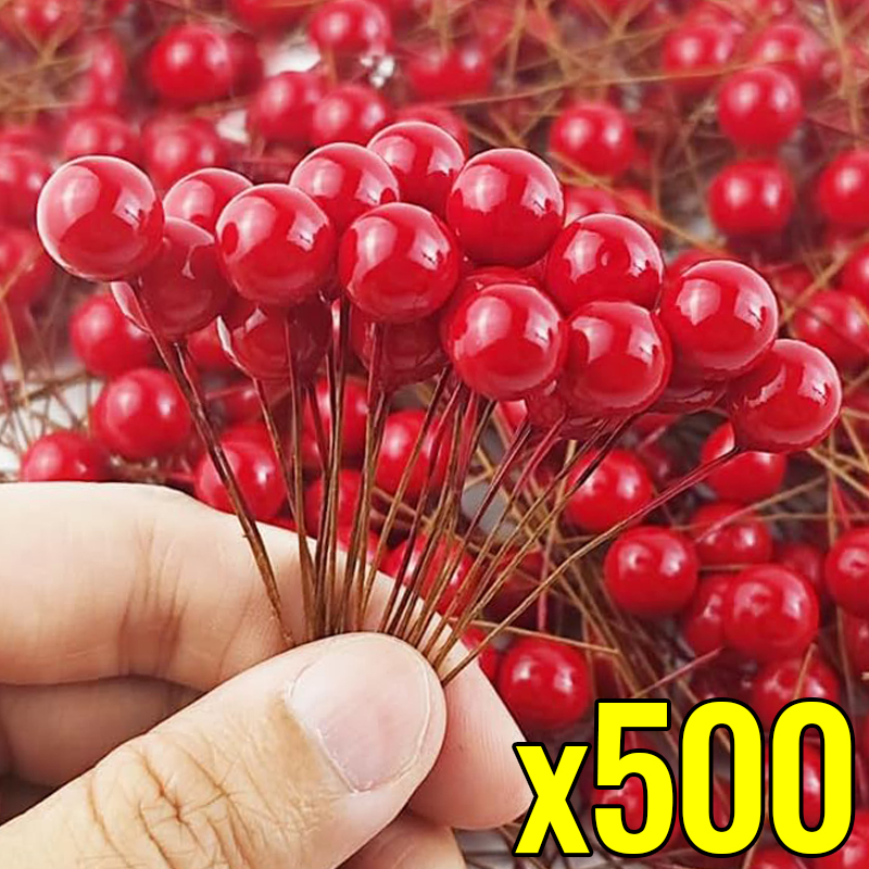 500/50pcs Mini Artificial Red  - Christmas Wreath Fake ulasan dan harga