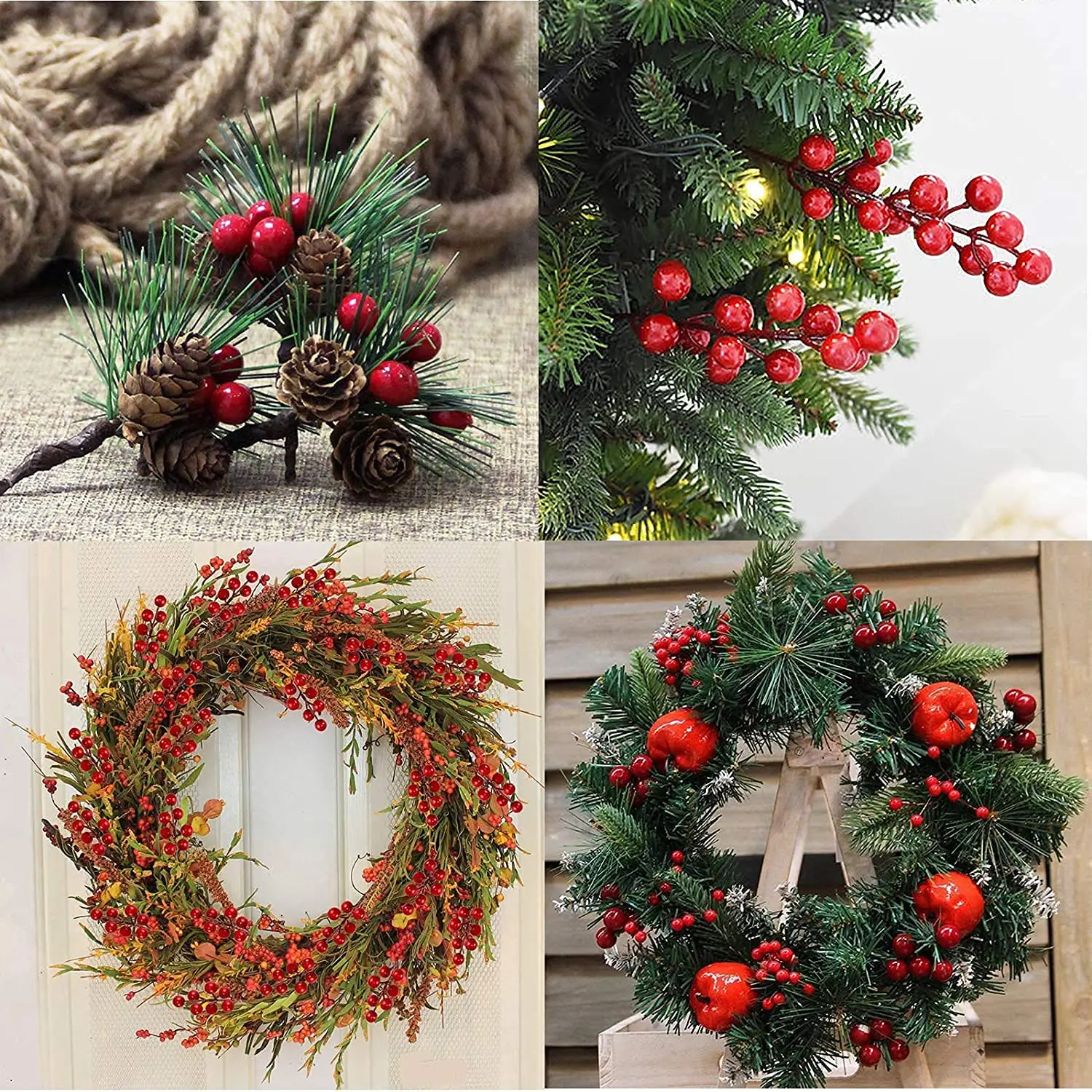 500/50pcs Mini Artificial Red  - Christmas Wreath Fake ulasan dan harga