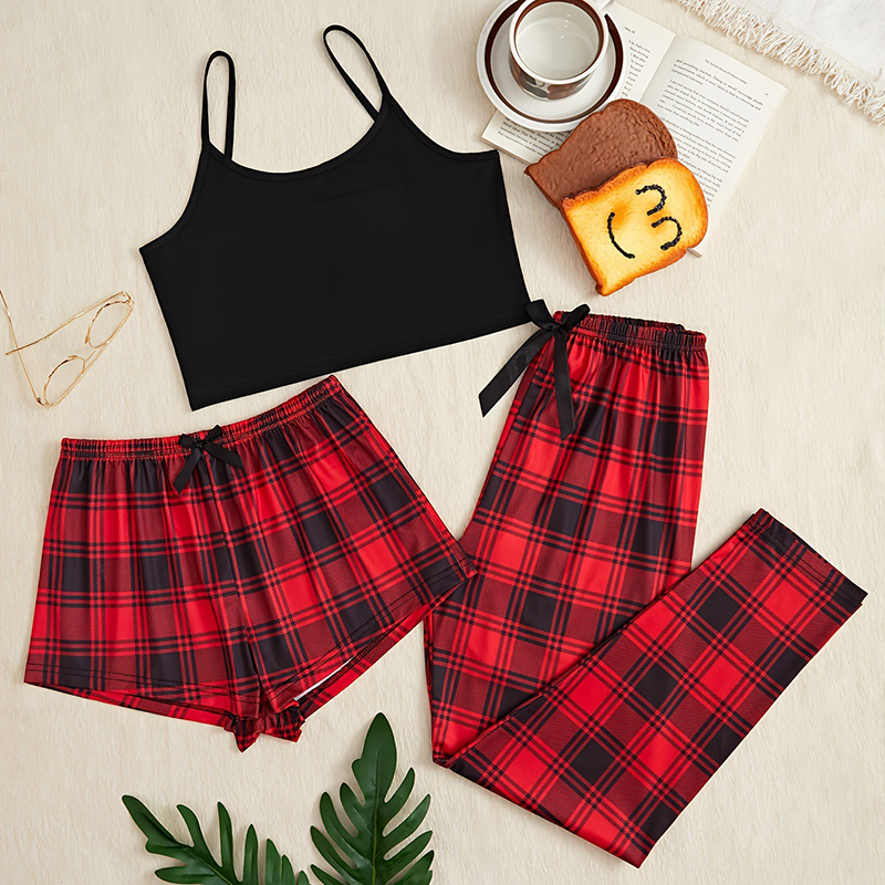 3Pcs Women's Pajama Set Camiso - Christmas Throw Blanket ulasan dan harga