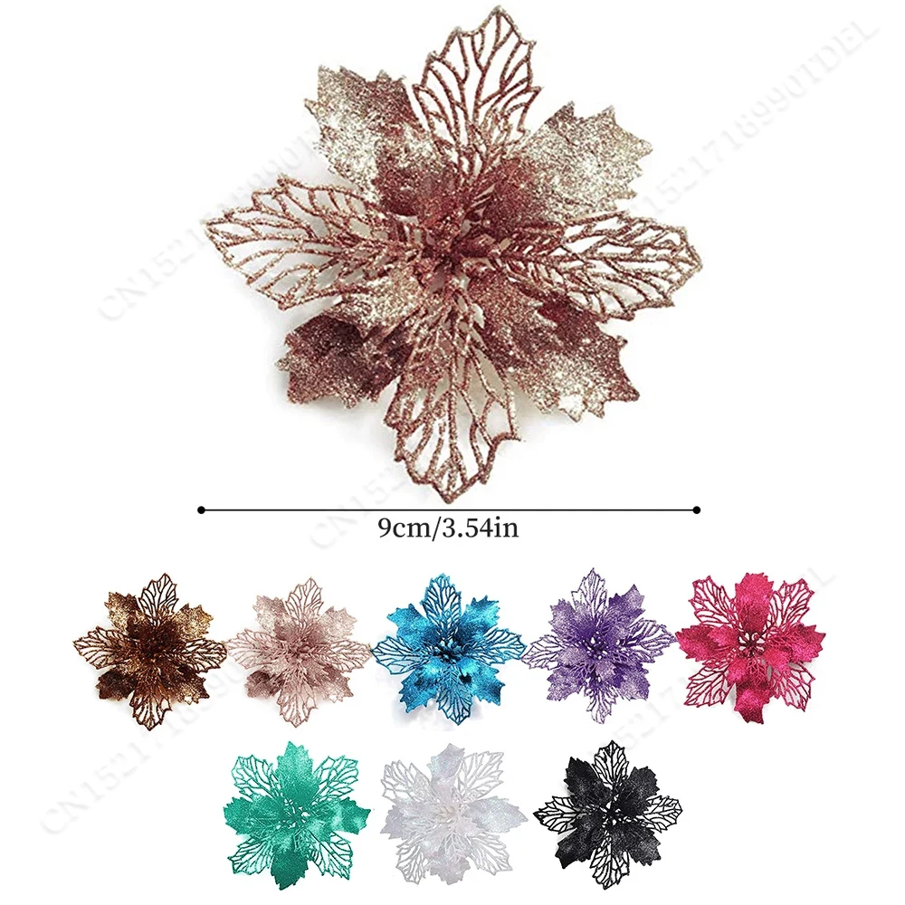 5pcs 9cm Glitter Artifical Chr - Christmas Wreath Fake ulasan dan harga