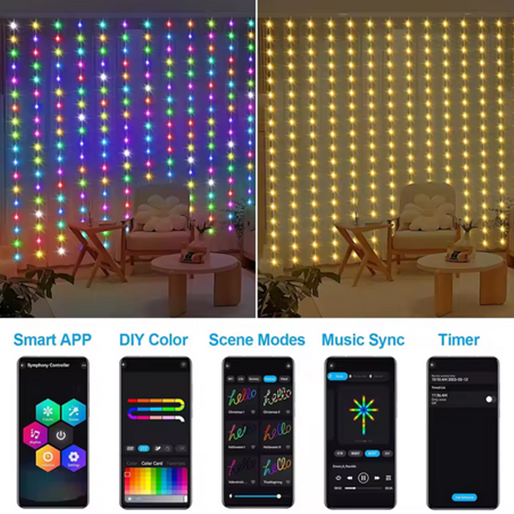 3M RGB Smart LED Curtain Light - Led Fairy String Lights ulasan dan harga