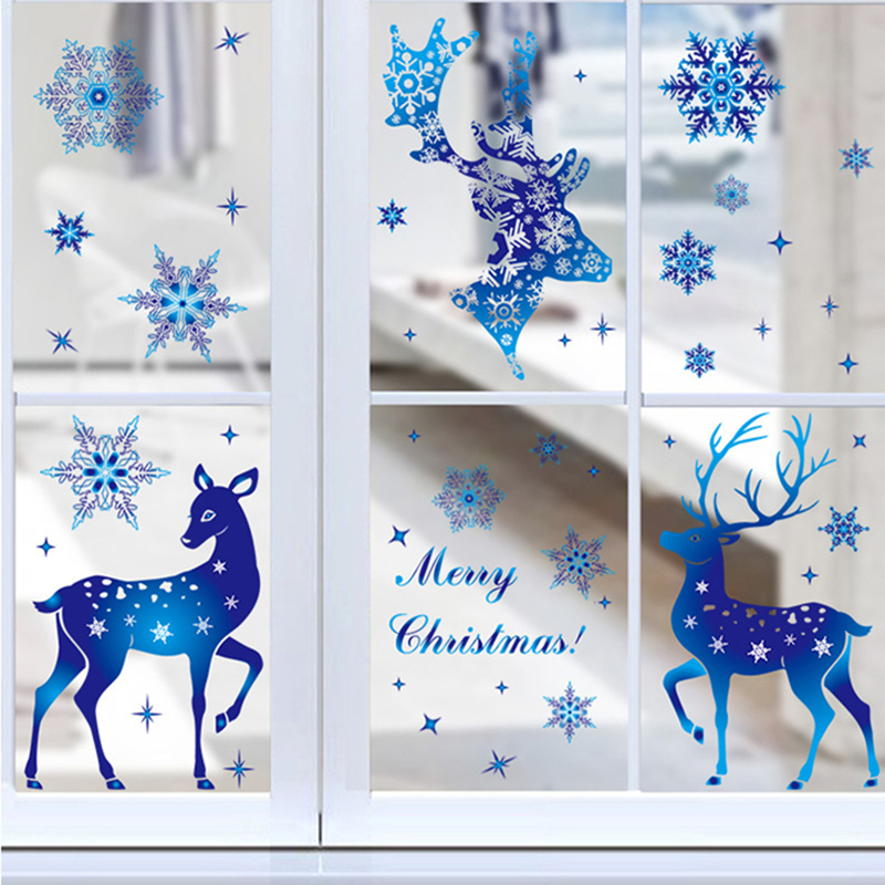 Christmas Window Stickers Elk  - Snowflake Window Decal ulasan dan harga