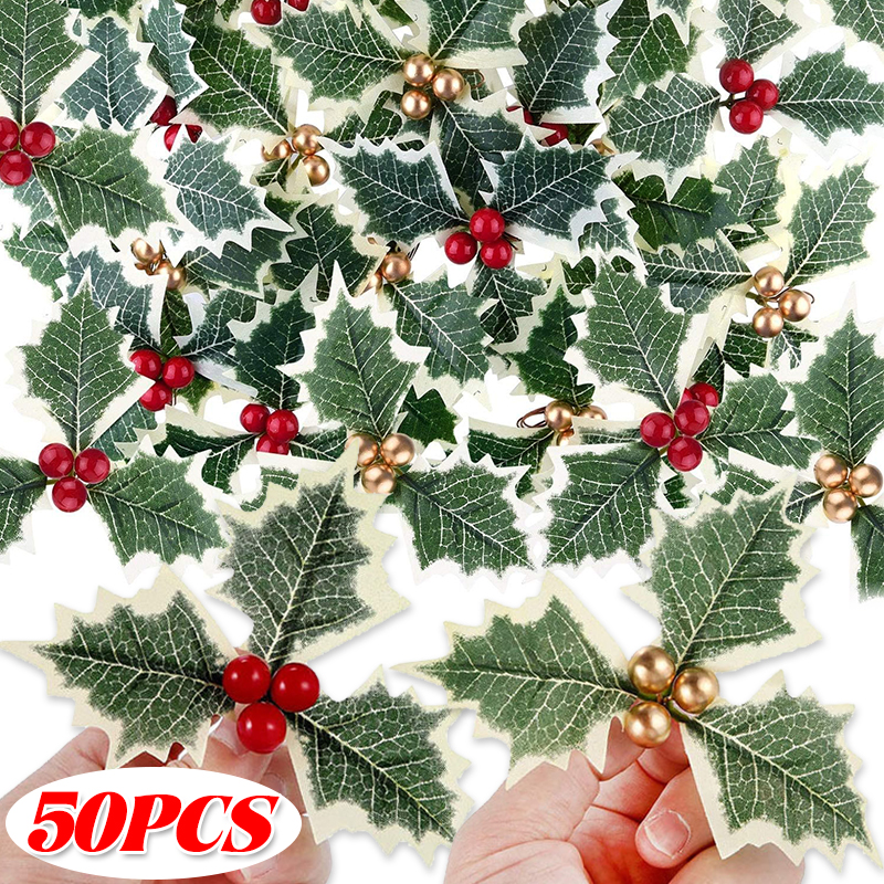 5-50pcs Christmas Holly Berrie - Christmas Wreath Fake ulasan dan harga